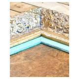 Oil Landscape Reproduction Painting In Ornate Gilt Frame With Crackled Surface