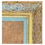 Oil Landscape Reproduction Painting In Ornate Gilt Frame With Crackled Surface