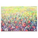 Framed Canvas Print: A Red Poppy Field In Summer by Valery Rybakow