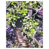 Framed Impressionist Landscape with Purple & Green Foliage Reproduction