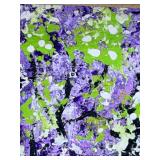 Framed Impressionist Landscape with Purple & Green Foliage Reproduction