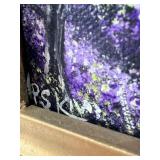 Framed Impressionist Landscape with Purple & Green Foliage Reproduction