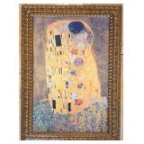 Gustav Klimt The Kiss Reproduction on Canvas in Ornate Gold Frame