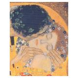 Gustav Klimt The Kiss Reproduction on Canvas in Ornate Gold Frame