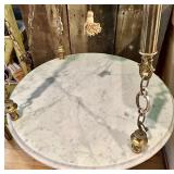 Mid Century Green Glass Hanging Lantern Chandelier with Brass Chains