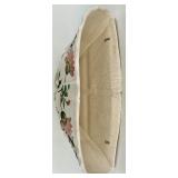 Pair of Majolica Floral Wall Pockets & Shell Plaque Crackled White Glaze & Gold Trim