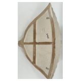 Pair of Majolica Floral Wall Pockets & Shell Plaque Crackled White Glaze & Gold Trim