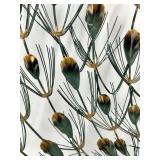 Mid Century Vintage Pair of Peacock Metal Sculptures with Green Patina & Gold Accents