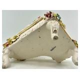 Capodimonte Porcelain Grand Piano Shaped Trinket Box with Floral Roses & Gold Trim