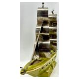 Vintage Nautical Sailboat Console Lamp With Hammered Metal Sails