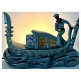 Ceramic Nautical Boat Console Lamp with Figure & Water Base
