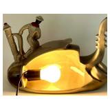 Ceramic Nautical Boat Console Lamp with Figure & Water Base