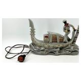Ceramic Nautical Boat Console Lamp with Figure & Water Base