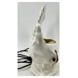 White Swan Ceramic Table Console Lamp With Winged Accent