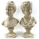 Pair of ABCO Hand-Painted Ceramic Busts Made in USA