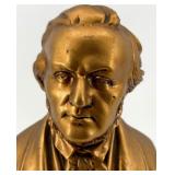 Mendelssohn & Wagner Busts Gold Tone on Burgundy Pedestals