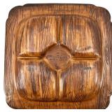 Mid Century Treasure Craft Owl Nest Wood Sculpture, Green Divided Tray & Leaf Dish