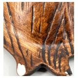 Mid Century Treasure Craft Owl Nest Wood Sculpture, Green Divided Tray & Leaf Dish