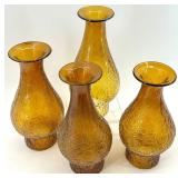 Amber Crackled Glass Hurricane Collection
