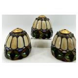 Tiffany-Style Glass Lamp Shade Set & Brass Fittings (3 Pieces)