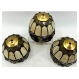 Tiffany-Style Glass Lamp Shade Set & Brass Fittings (3 Pieces)