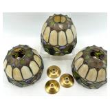Tiffany-Style Glass Lamp Shade Set & Brass Fittings (3 Pieces)