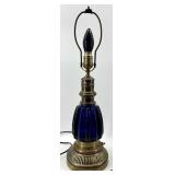 Vintage Glass & Brass Table Lamps Lot 3-Piece Decor Lighting Set