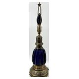 Vintage Glass & Brass Table Lamps Lot 3-Piece Decor Lighting Set