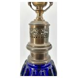 Vintage Glass & Brass Table Lamps Lot 3-Piece Decor Lighting Set