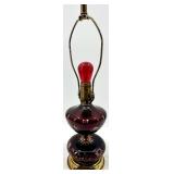 Vintage Glass & Brass Table Lamps Lot 3-Piece Decor Lighting Set