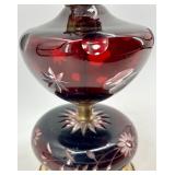 Vintage Glass & Brass Table Lamps Lot 3-Piece Decor Lighting Set