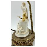 Pair of Porcelain Figural Lamps with Ornate Gilt Accented Bases