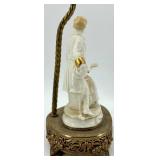 Pair of Porcelain Figural Lamps with Ornate Gilt Accented Bases