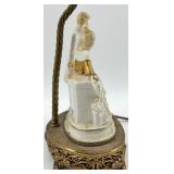 Pair of Porcelain Figural Lamps with Ornate Gilt Accented Bases