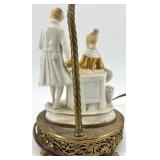 Pair of Porcelain Figural Lamps with Ornate Gilt Accented Bases