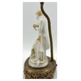 Pair of Porcelain Figural Lamps with Ornate Gilt Accented Bases