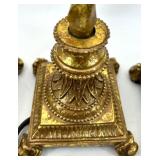 Gilt Brass-tone Candlestick Table Lamps Set of 3