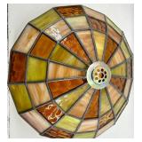 Tiffany-Style Stained Glass Dome Lamp Shade Amber & Yellow