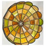 Tiffany-Style Stained Glass Dome Lamp Shade Amber & Yellow