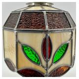 Tiffany-Style Stained Glass Pendant Lamp Shade with Leaf Motif