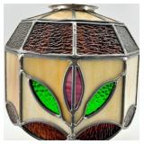 Tiffany-Style Stained Glass Pendant Lamp Shade with Leaf Motif