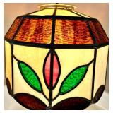 Tiffany-Style Stained Glass Pendant Lamp Shade with Leaf Motif