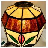 Tiffany-Style Stained Glass Pendant Lamp Shade with Leaf Motif