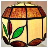 Tiffany-Style Stained Glass Pendant Lamp Shade with Leaf Motif