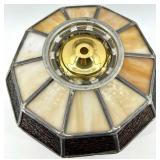 Tiffany-Style Stained Glass Pendant Lamp Shade with Leaf Motif