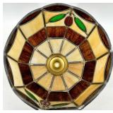 Tiffany-Style Stained Glass Pendant Lamp Shade with Leaf Motif