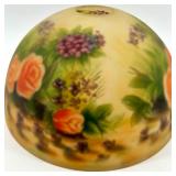 Vintage Reverse Hand-Painted Floral Glass Lamp Shade With Roses & Hydrangeas