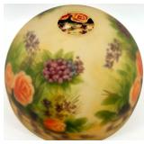 Vintage Reverse Hand-Painted Floral Glass Lamp Shade With Roses & Hydrangeas