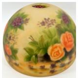 Vintage Reverse Hand-Painted Floral Glass Lamp Shade With Roses & Hydrangeas
