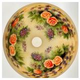Vintage Reverse Hand-Painted Floral Glass Lamp Shade With Roses & Hydrangeas
